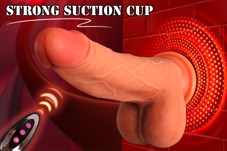 Dildo - [Valentine'S Day Gift] 1pc 8.6inch Thrust Realistic Dildo Vibrator With 10 Telescopic And 10 Vibration Modes With Heating, Silicone Soft Realistic Remote Control Adult Sex Toy For G-spot Vibration Stimulation With Powerful Suction Cup