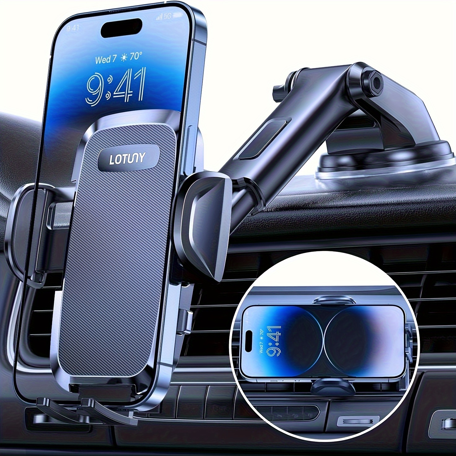 

Lotuny Car Phone Holder, Universal Phone Holders For Your Car, 3-in-1 Phone Mount For Carair Vent Compatible With Iphone Samsung And " To 7.2" Phones