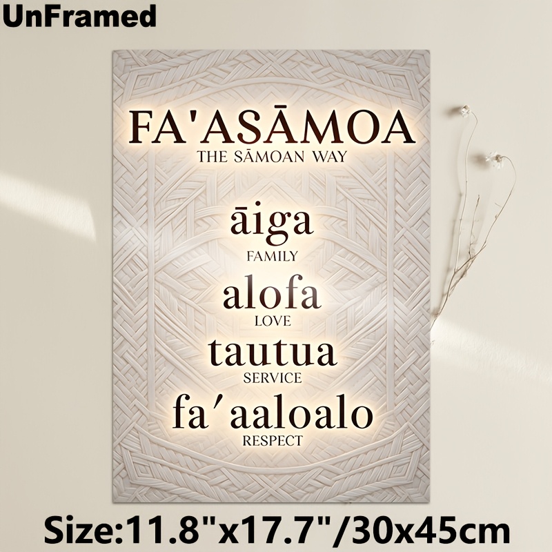 TEMU 2d Flat, 1pc Samoan Wall Art Poster - Fa'asamoa Cultural Values Painting, Modern Samoan Decor Suitable For Home, Living Room & Bedroom, Neutral