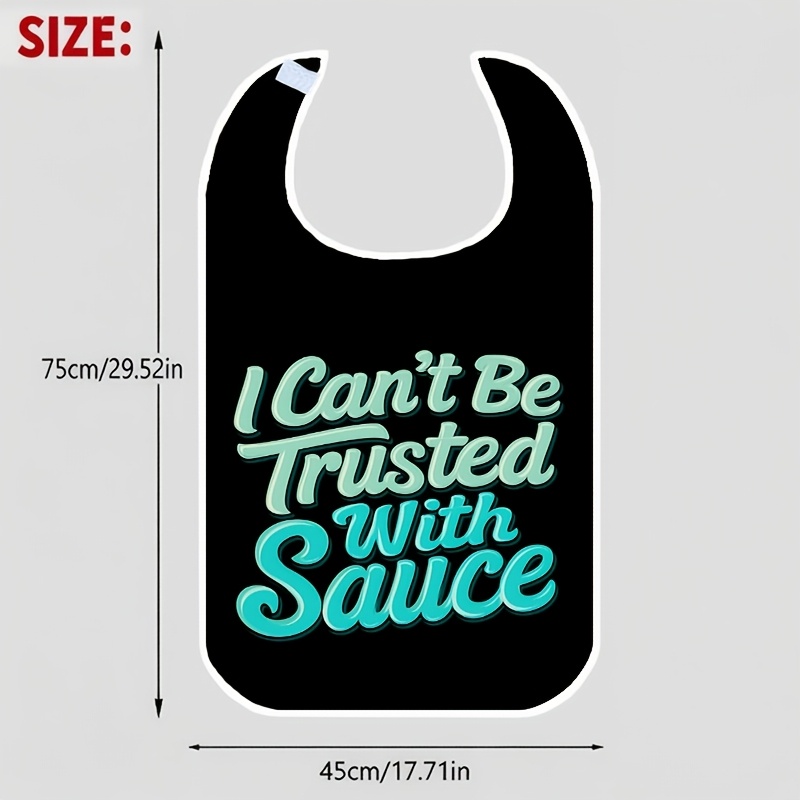 TEMU 1pc Stylish Convenient Bib, Cant Sauce Black Pattern, Designed For Adult Dining It Effectively Prevents Food And Is Washable And Durable