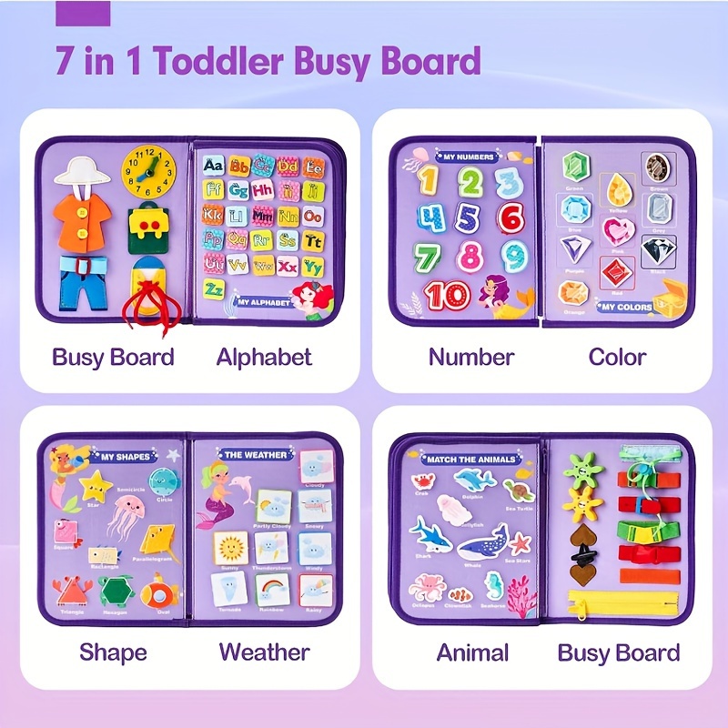 customer   mermaid themed early learning felt busy board for   5   educational activities including   alphabet numbers shapes colors animals   travel toy for   ideal gift for easter christmas birthdays details 5