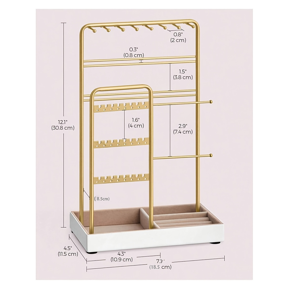 TEMU 1pc Valentine's Day Jewelry Box For Family Jewelry Stand Holder Organizer, Jewelry Display Stand With Velvet Ring Tray, Rotating Earring Display