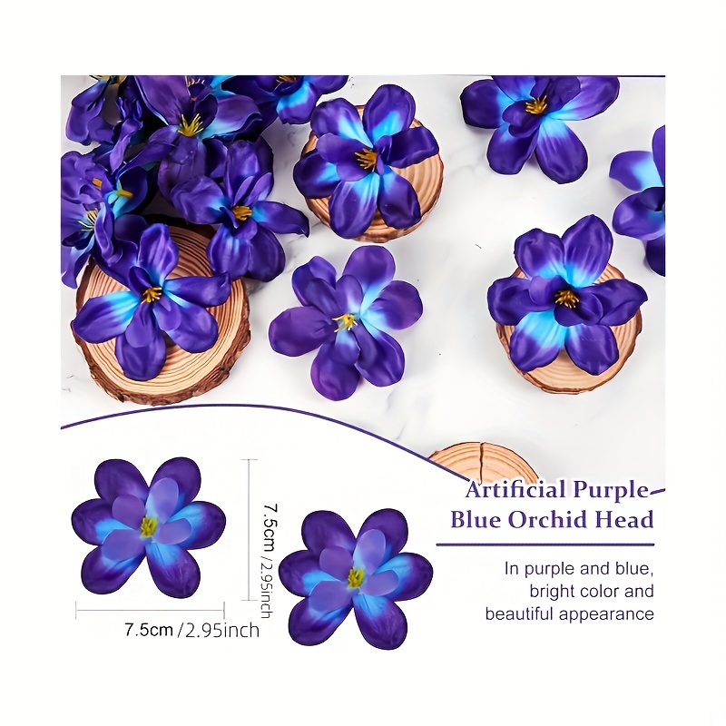 A Set Of 48 Blue And Purple Orchids For Centerpieces For Family Weddings, As Well As For Decorating Birthday Cakes At Mexican-themed Parties