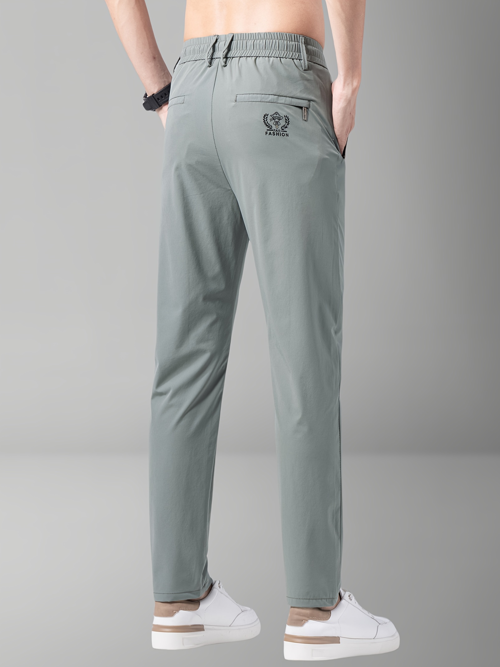 mens summer sports pants gray drawstring waist zippered pockets casual outdoor athletic wear for tennis golf casual athletic wear casual sportswear polyamide fabric details 7