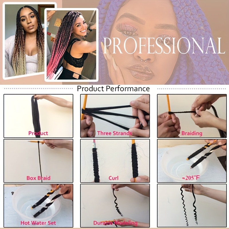 3 bundles soft synthetic fiber   professional pre stretched braiding hair extensions   texture long   no shedding unisex adult crochet for bohemian braids goddess   locs water   twist fluffy natural ombre details 1