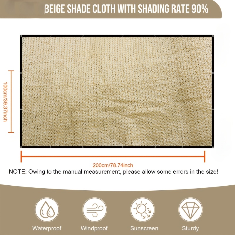 Image of Uv Resistant Beige Shade Cloth, Special For Outdoor Patios, 93% Shading Rate, Breathable And Sunscreen, High-density Polyethylene Material, Strong , With Perforated Copper For , Suitable For Garden