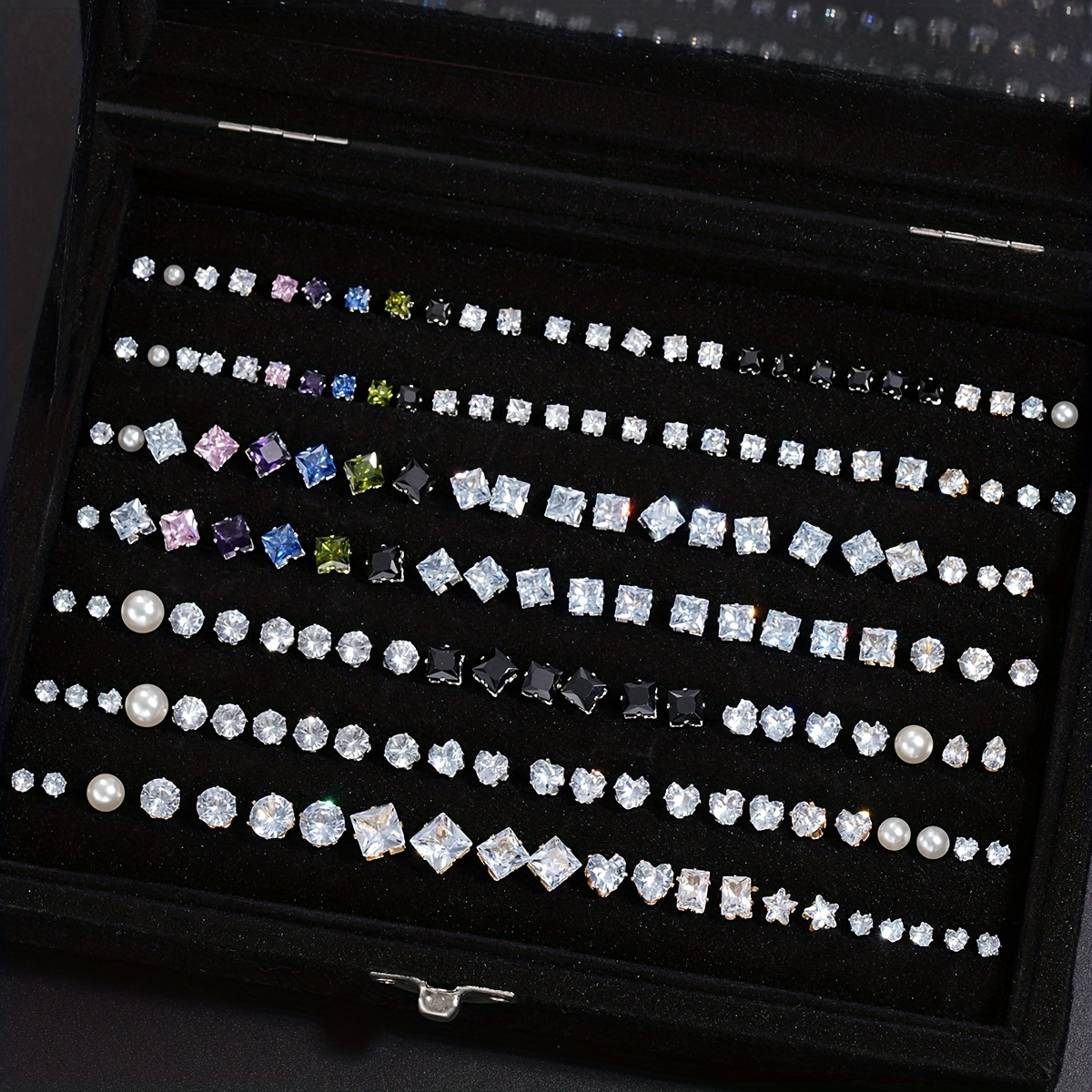 TEMU () 162pcs Spring/summer Simple Geometric Love Earrings Set For Women Vacation Dating Holiday Gift Daily Party Matching