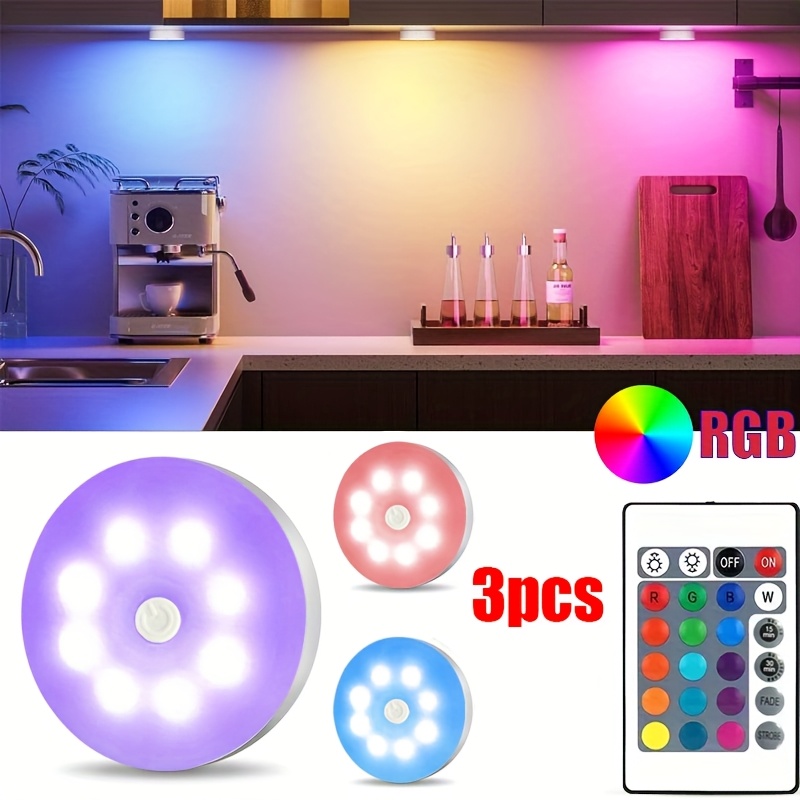 6/3pcs Rgb Lighting, Usb Rechargeable Battery, With Dimmer And Timer, , Kitchen, Shelf, Staircase Counter Light Adjustable