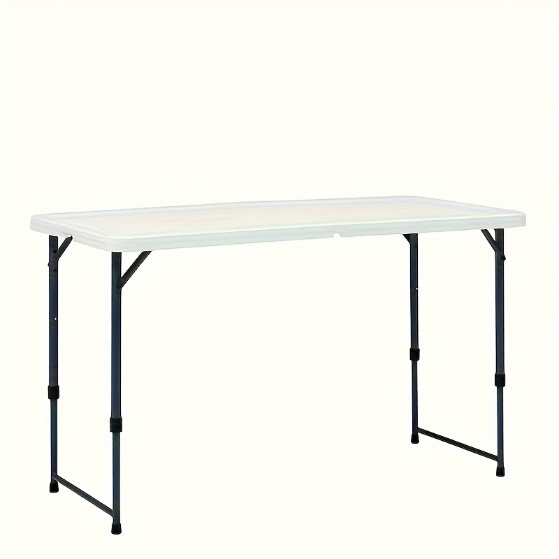 

4 Foot Adjustable Height Folding Plastic Table, Indoor Outdoor White