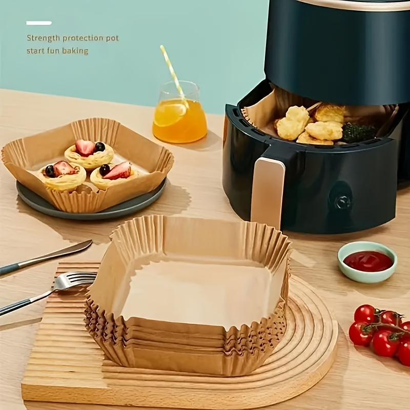 100 air fryer liners non stick oil resistant high quality non stick air fryer liners no leakage paper trays suitable for healthy cooking and baking father gift details 3