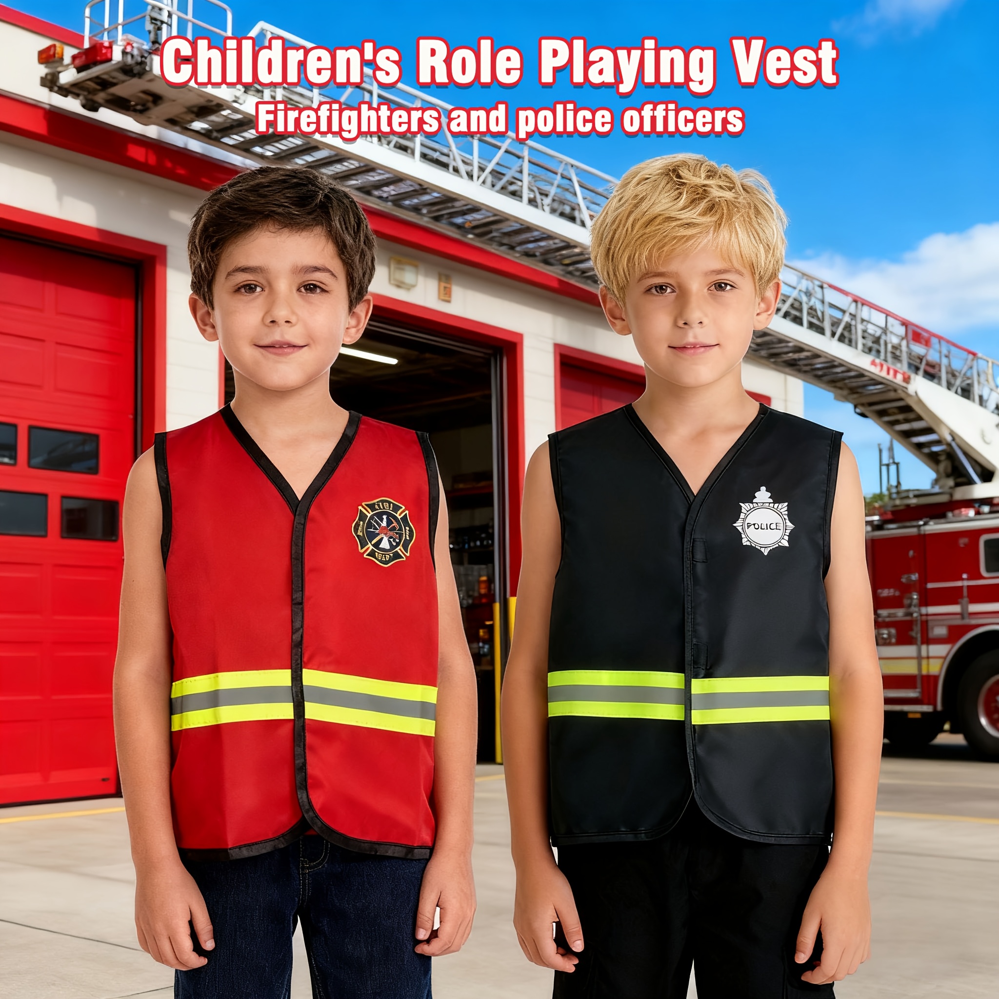 Children's Police and Firefighter Role-Play Costume, Two Styles *: Playing  Officer Toy Vest Fighter Outfit for Pretend Games;