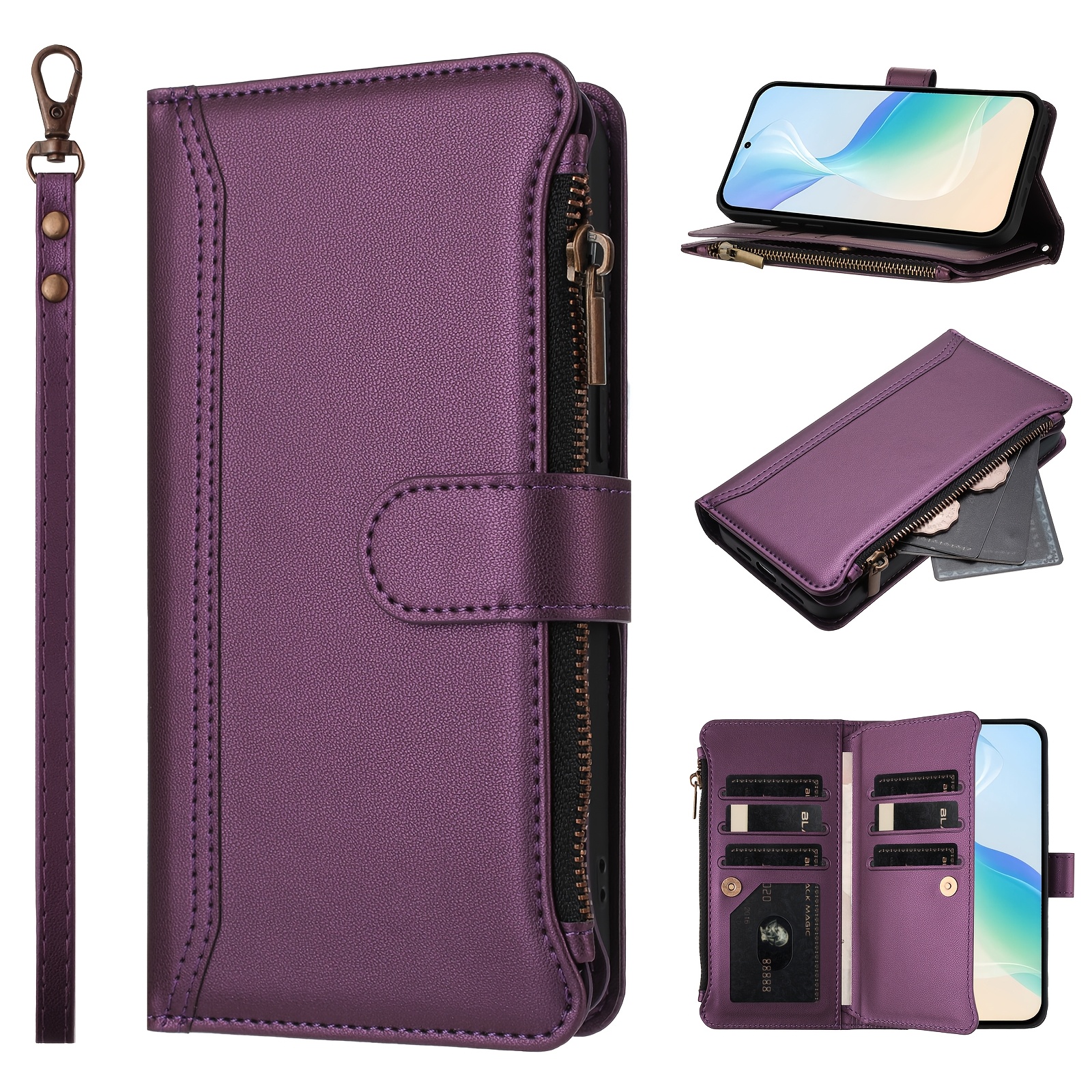 TEMU Phone Case: For A27 5g Case Wallet, [9 Card Slots] Women Men, Kickstand, Wrist Strap, Zipper, Card Holder, Credit Slots, For A27 5g Phone Case