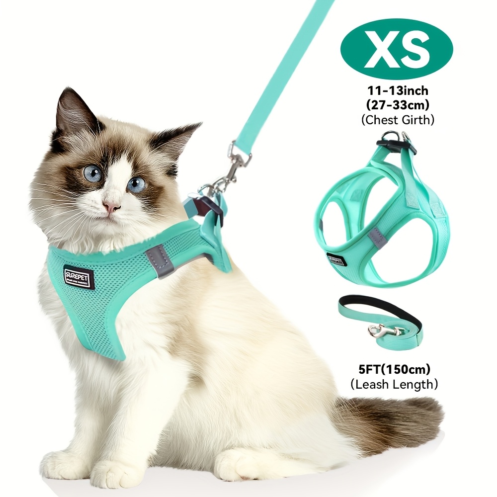 TEMU Set de arnés y correa para gato, ideal para , anti-fuga, chaleco ajustable, con tiras reflectantes, para gatos, chaleco para exteriores