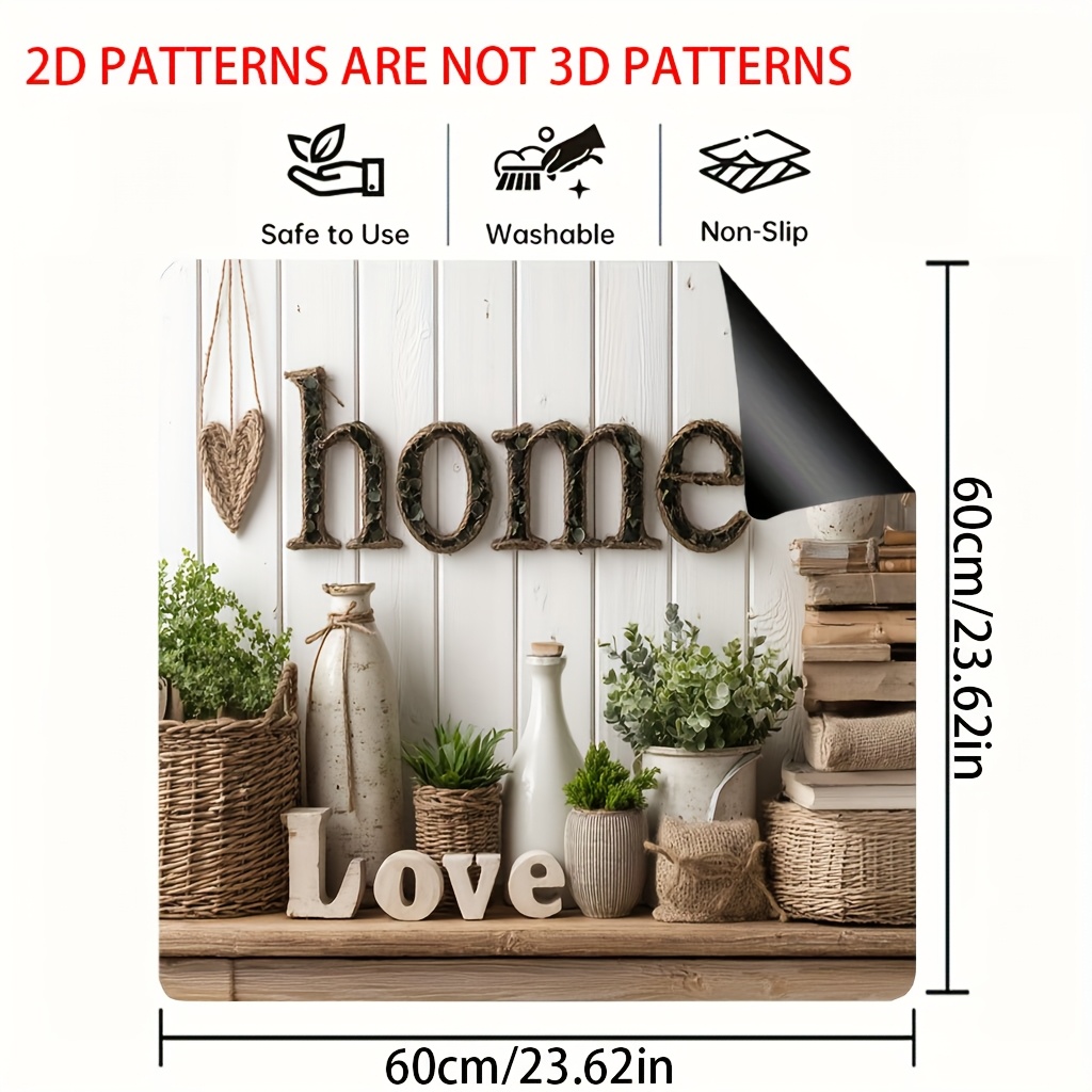 TEMU 1pc A Two-dimensional Flat Stove Protector Pad Featuring Leaf And Heart , Ideal For Drying Dishes On Kitchen Counters. A Perfect Accessory For