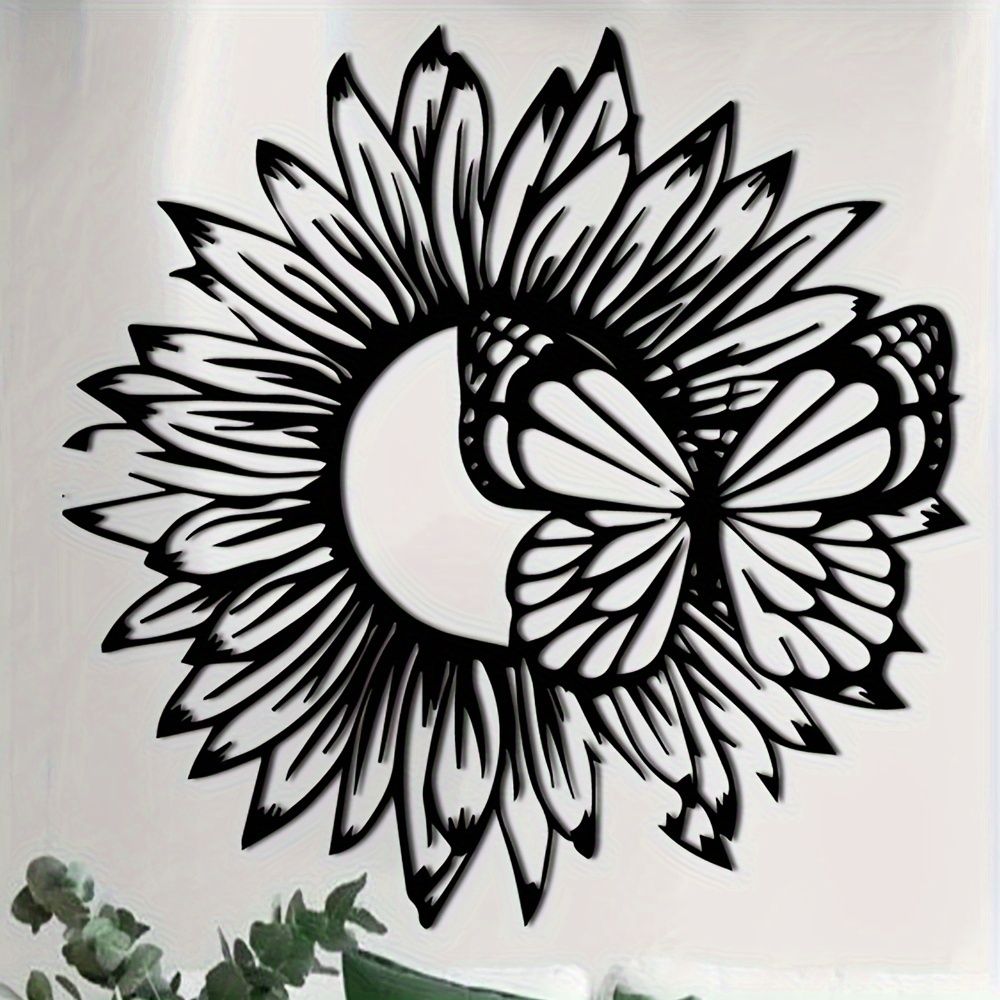 

1pc Sunflower Butterfly 3d Metal Wall Art, Floral Wall Decor, Rustic Indoor And Outdoor Metal Sign For Spring Decor, Perfect Mother's Day Gift