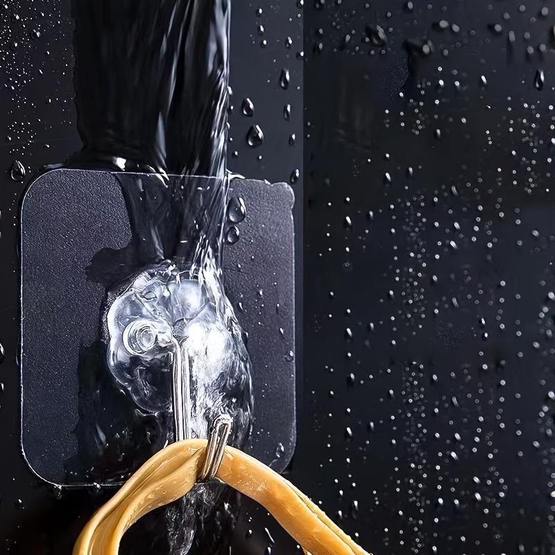 Fashionable Modern Self-Adhesive Towel Hook, Transparent Reusable Waterproof Sticky Hook, Bathroom Towel Hanger, Wall-Mounted Heavy-Duty Self-Hanging Hook, Brushed Treatment, No-Drill Wall-Mounted Bathroom Door Hook, 4/12/24piece