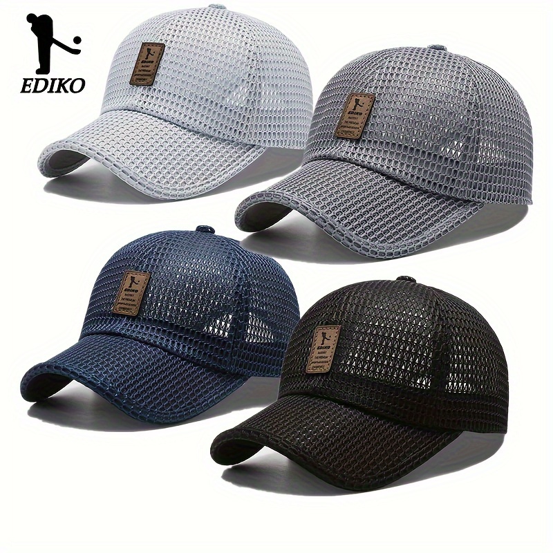 

4pcs Ediko Summer Mesh Baseball Cap For Men Adjustable Breathable Caps Women Men's Hat Quick Dry Hats Casual Trucker Hat