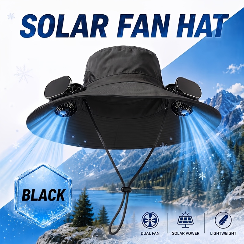 Fan Hat For Men And Women, Brim Sun Hat With Dual Cooling Fans, Adjustable Airflow Outdoor Hat For Summer Travel, Gardening, Hiking, Camping And