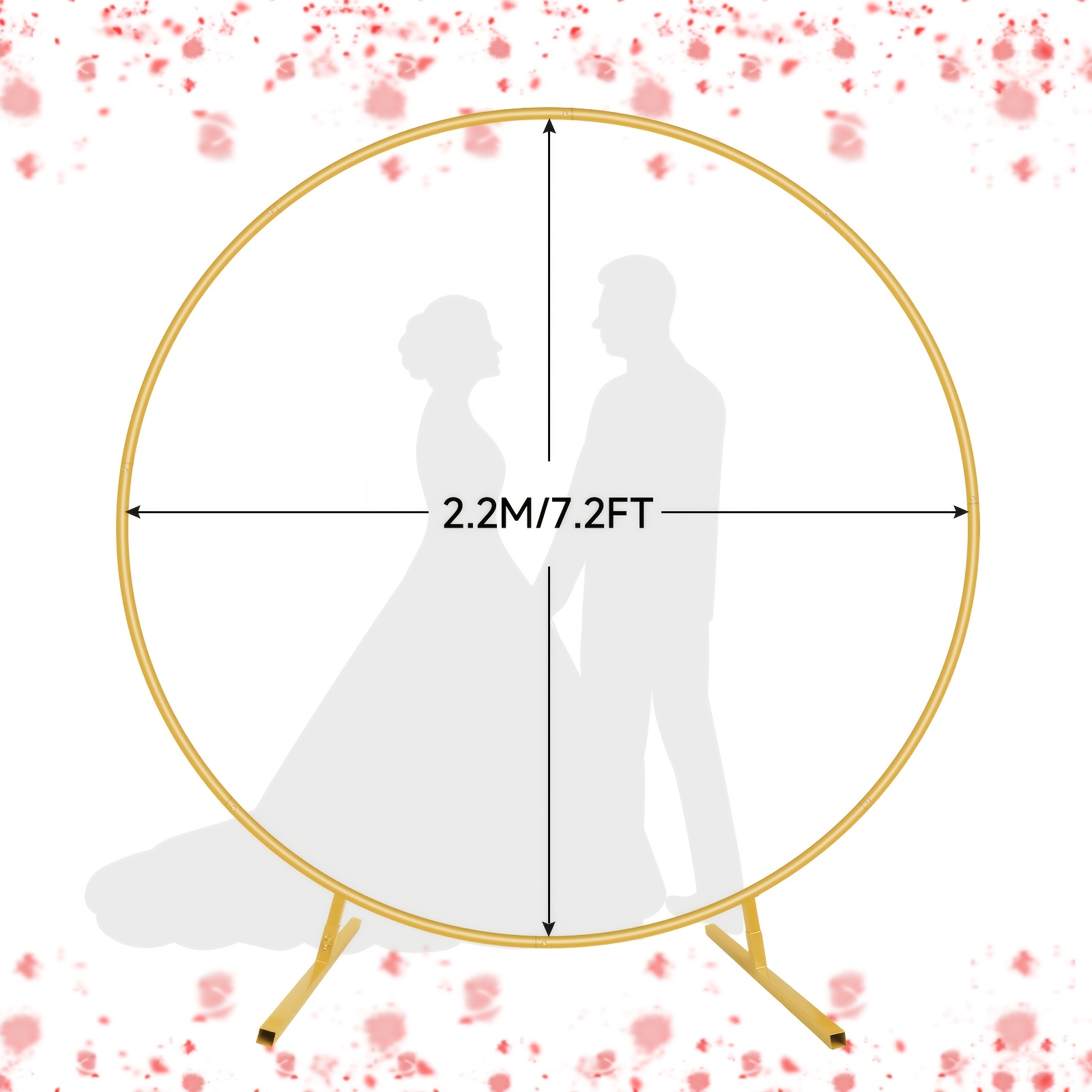 TEMU Support de fond en métallique rond de grande taille 2,2M, support de décoration à cadre circulaire en fer, structure détachable, porte-moon
