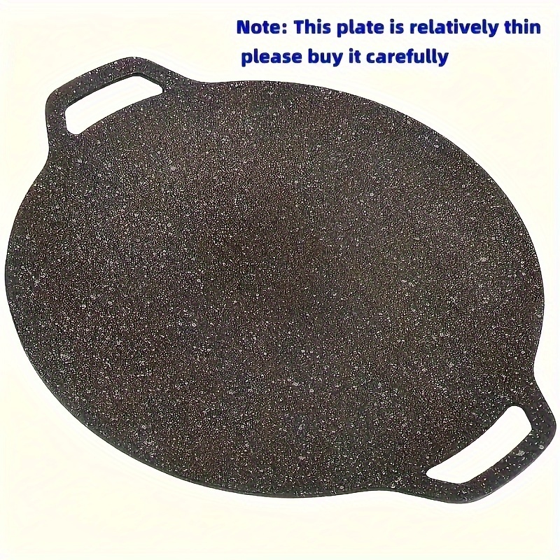 cast iron korean bbq grill pan round non stick pre   griddle for indoor and outdoor cooking details 5