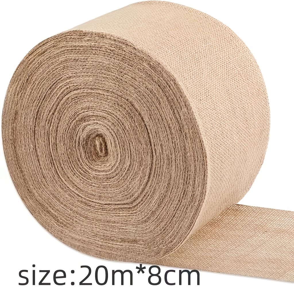 20 metrov dolga 6/8 cm široka naravna juta - Hessian čipkasta darilna embalaža, božična vintage poročna tekača za mizo, bež juta v roli - rjavi
