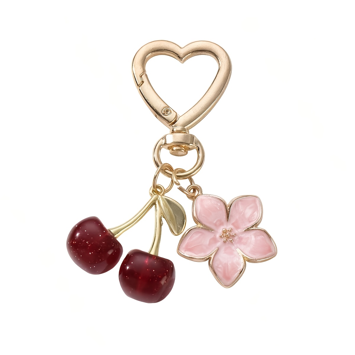 TEMU Floral And Heartshaped Pendantsdecorative Accessories Perfect For Handbags And Car Keychains.