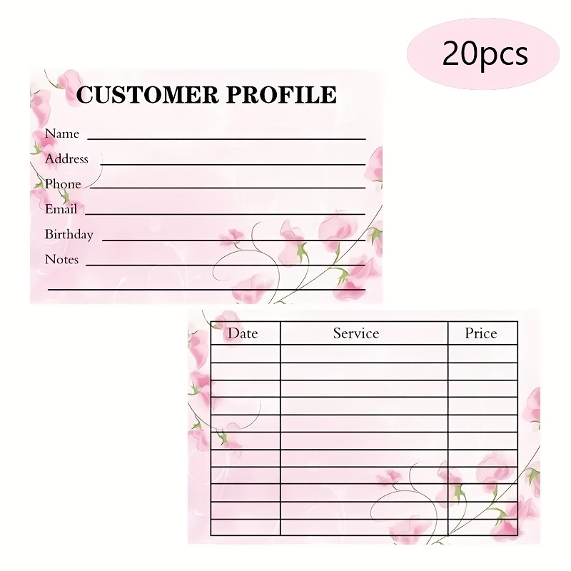 TEMU 20pcs, Client Profile Cards, , 6x4 Inches, Personalized Customer Record Cards, Business Organizer Inserts, Hairdresser Client Information Sheet,