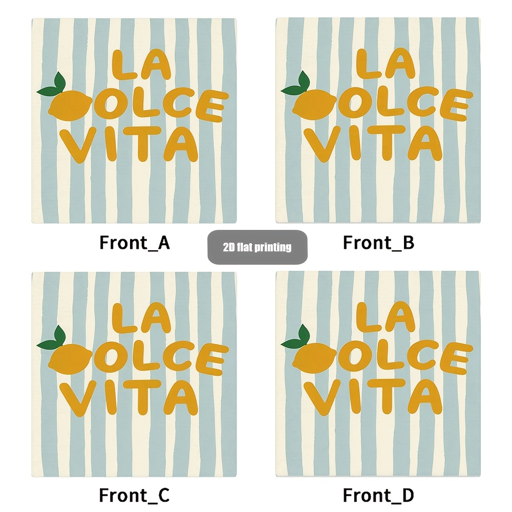 TEMU 4pcs Cloth Napkins, Lemon Striped Background Pattern, Washable And Durable Polyester Fabric, 2d Flat , Reusable 17.7*17.7in/45*45cm Cloth
