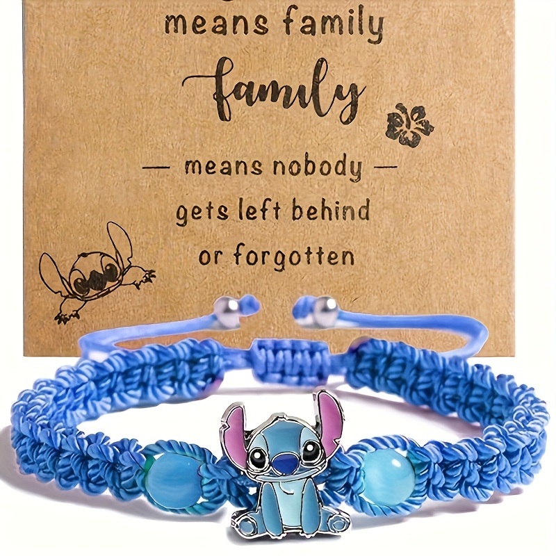 TEMU Stitch Handmade Beaded Bracelet Cartoon Animal Theme Elegant Woven Charm Jewelry For Women December Birthstone Gift