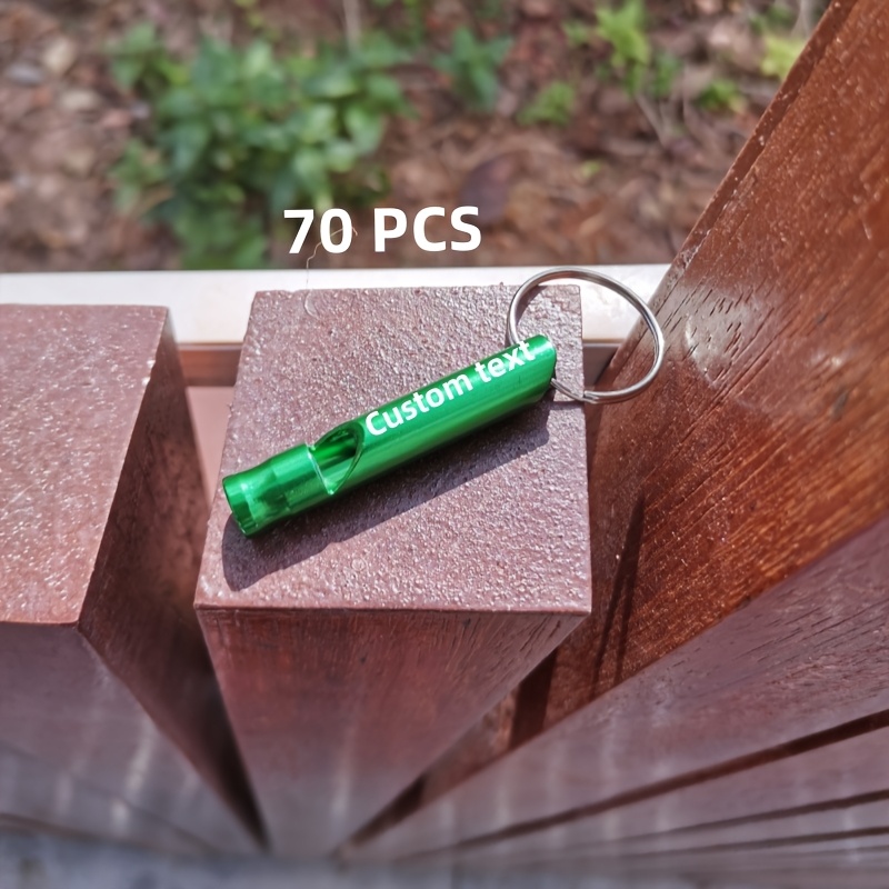 Custom Engraved Aluminum Alloy Whistle Keychains, 70pcs