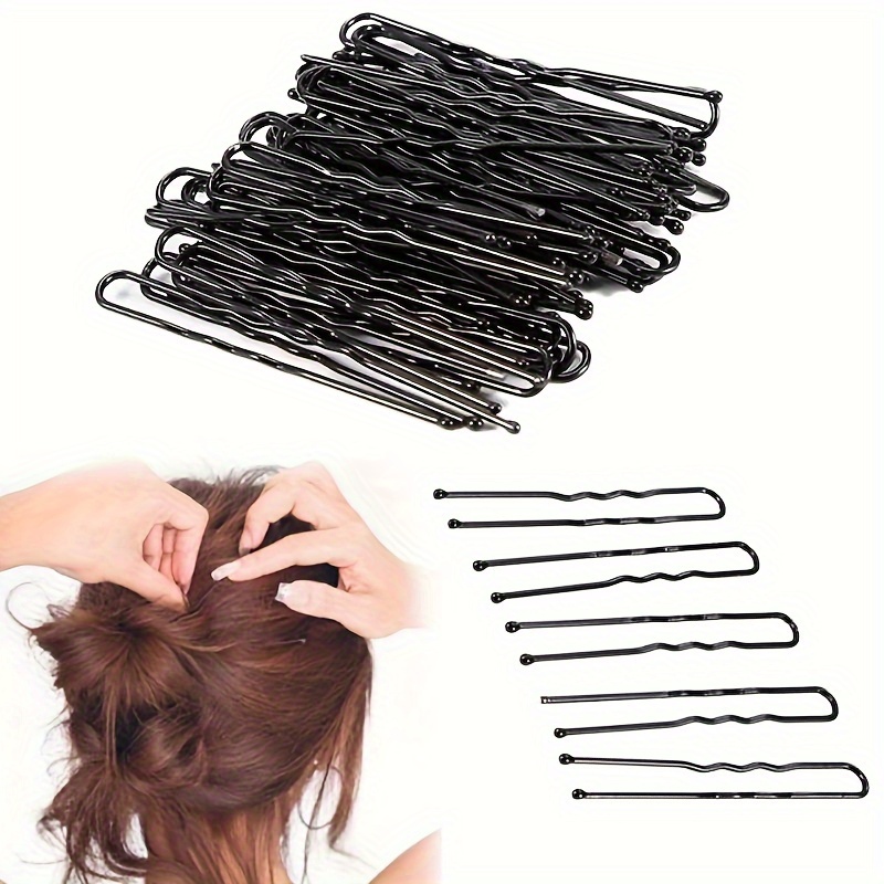 

20pcs Jiafeiya Black U-shaped Hair Clips - Sleek & Alloy, Easy Styling Hairpins In 5cm, 6cm, 7cm, 8cm Lengths For Effortless Updos & Ponytails