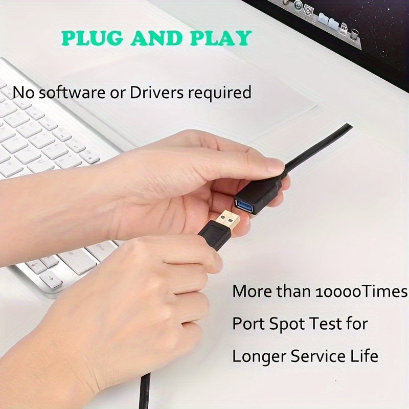 USB 3.0 Extension Cable Compatible for USB- Devices - High-Speed 10 Faster Data Transfer & Fast Charge (2-in-1), Compatible with Smartphones, Tablets, Computers, Keyboards, Mice, USB Drives - Backward Compatible with USB 2.0/1.1 (Flat Cable)