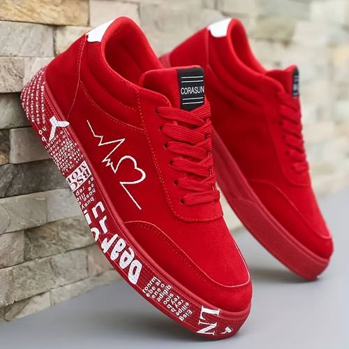 mens trendy skateboarding sneakers for electrocardiogram heart street style fashion sneakers suitable for street skateboarding and daily wear