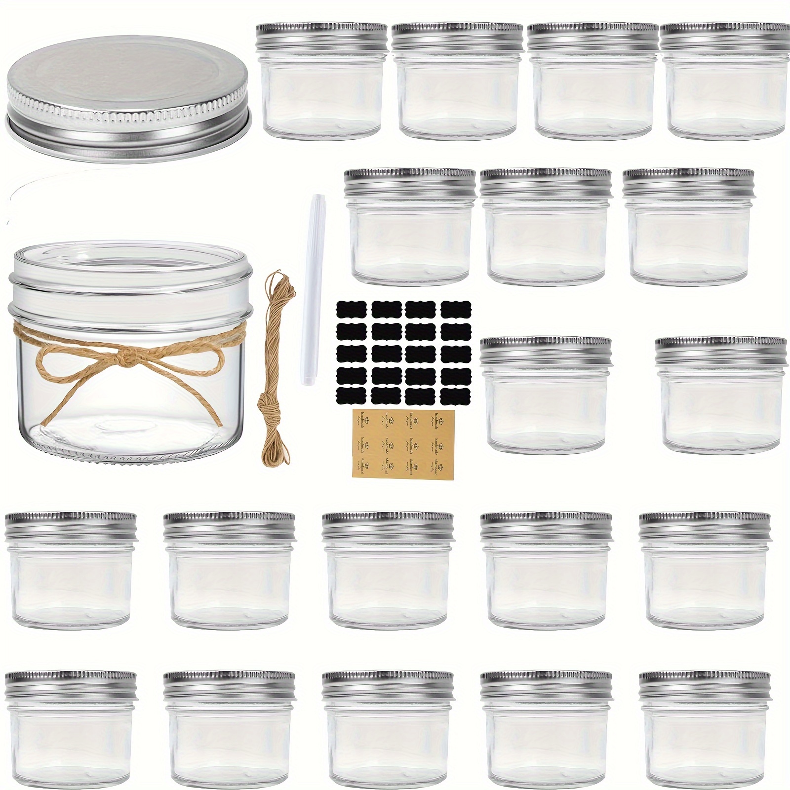 

20-pack 100ml Mini Mason Jars With , Reusable Glass Jars With Interchangeable Locking For Honey, Candles, Diy Crafts, Multipurpose Round Containers, Dishwasher Safe, No Electricity Needed