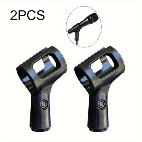 a set of 2 universal microphone clips designed for microphone stands compatible with most wired and wireless microphones