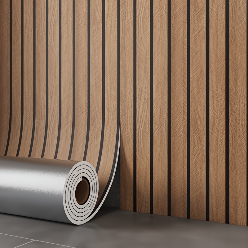 Image of 1roll 2mm Thick Self-adhesive Wood-grain Grid Wall Panels With 2d Flat Wood-grain Design – Perfect For Home Wall Decor. Ideal For Wall Renovations And Decorating Living Rooms, Bedrooms, And
