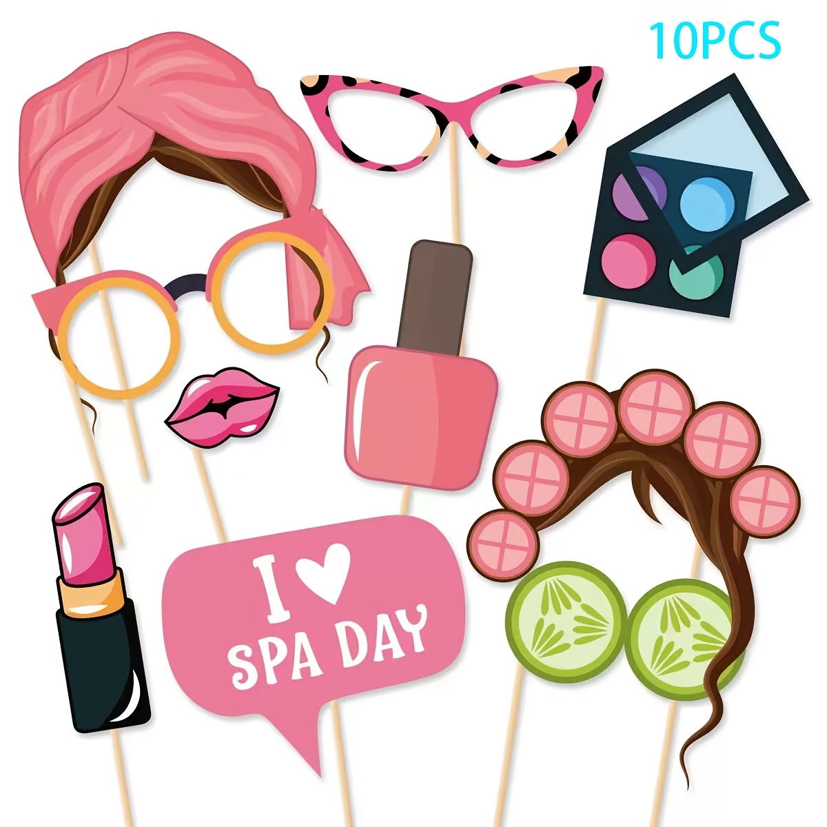 Image of Spa Party Photo Booth Props | Birthday Party Decorations, Makeup Selfie Props, Cute Photo Decorations Suitable For Birthdays, Bachelor Parties, Graduation Season, Weddings
