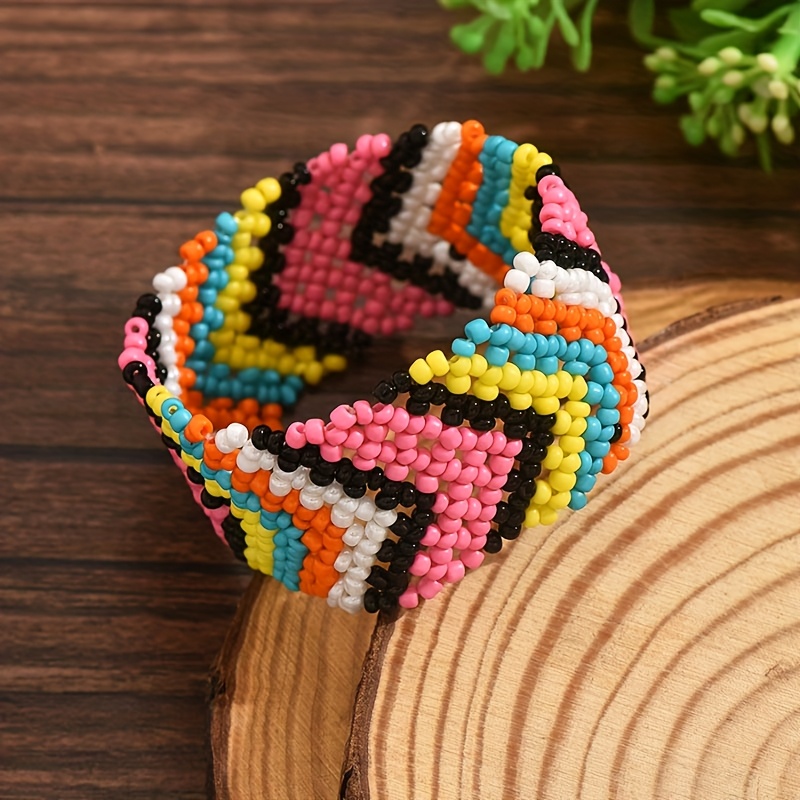 1 Bohemian Style Woven Geometric Patterned Colorful Seed