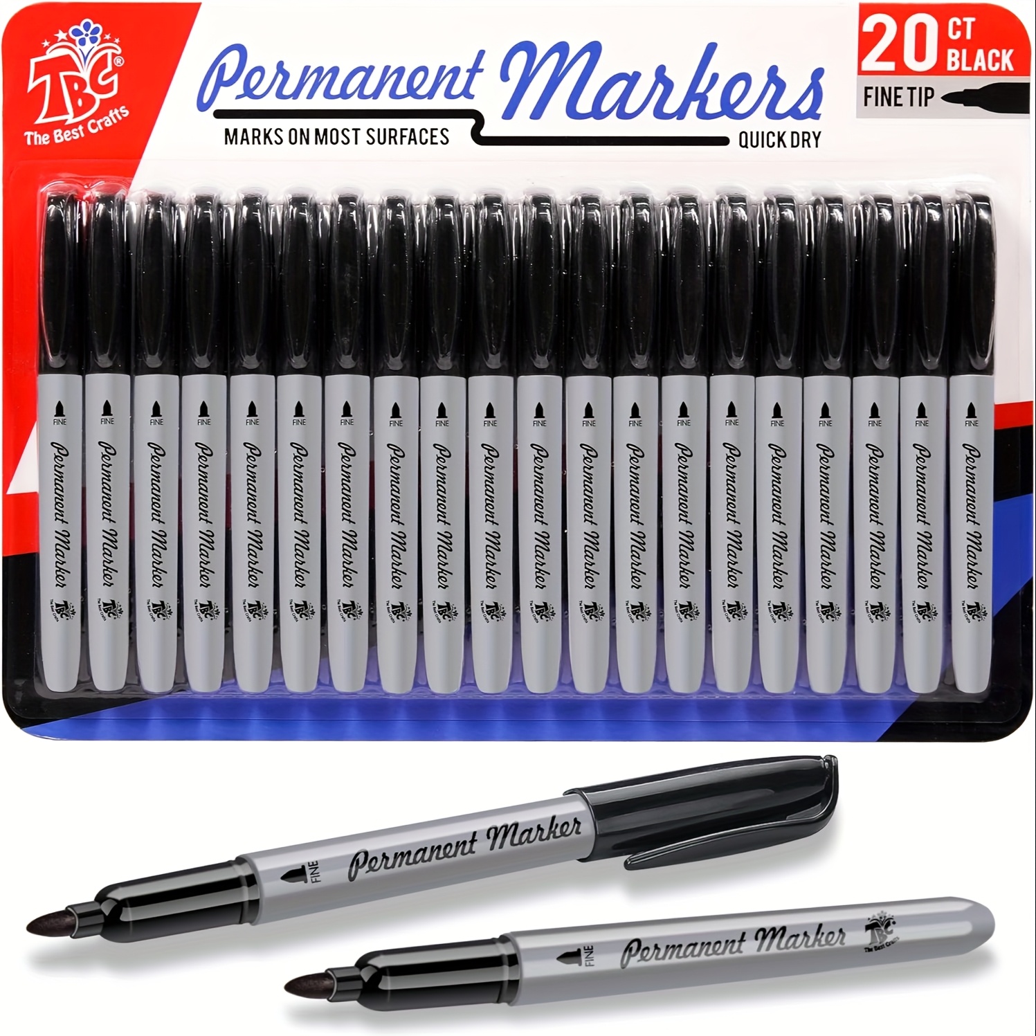   the best crafts permanent markers set fine flexible tip quick dry and fade resistant works on paper   and more vibrant colors 20 black