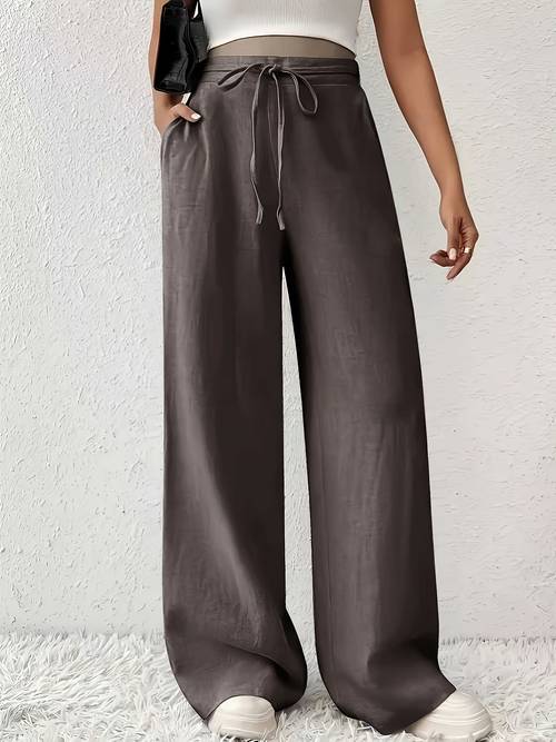 pantalones de mujer de /verano 2026, nueva llegada, casuales, de estilo francés, cómodos y de moda, de tiro , pierna y ancha, con bolsillos