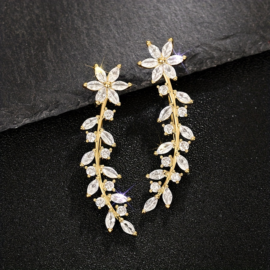 TEMU A Pair Of Sparkling Wheat Ear Designs, Exquisite And Stylish Earrings, Women's Jewelry,