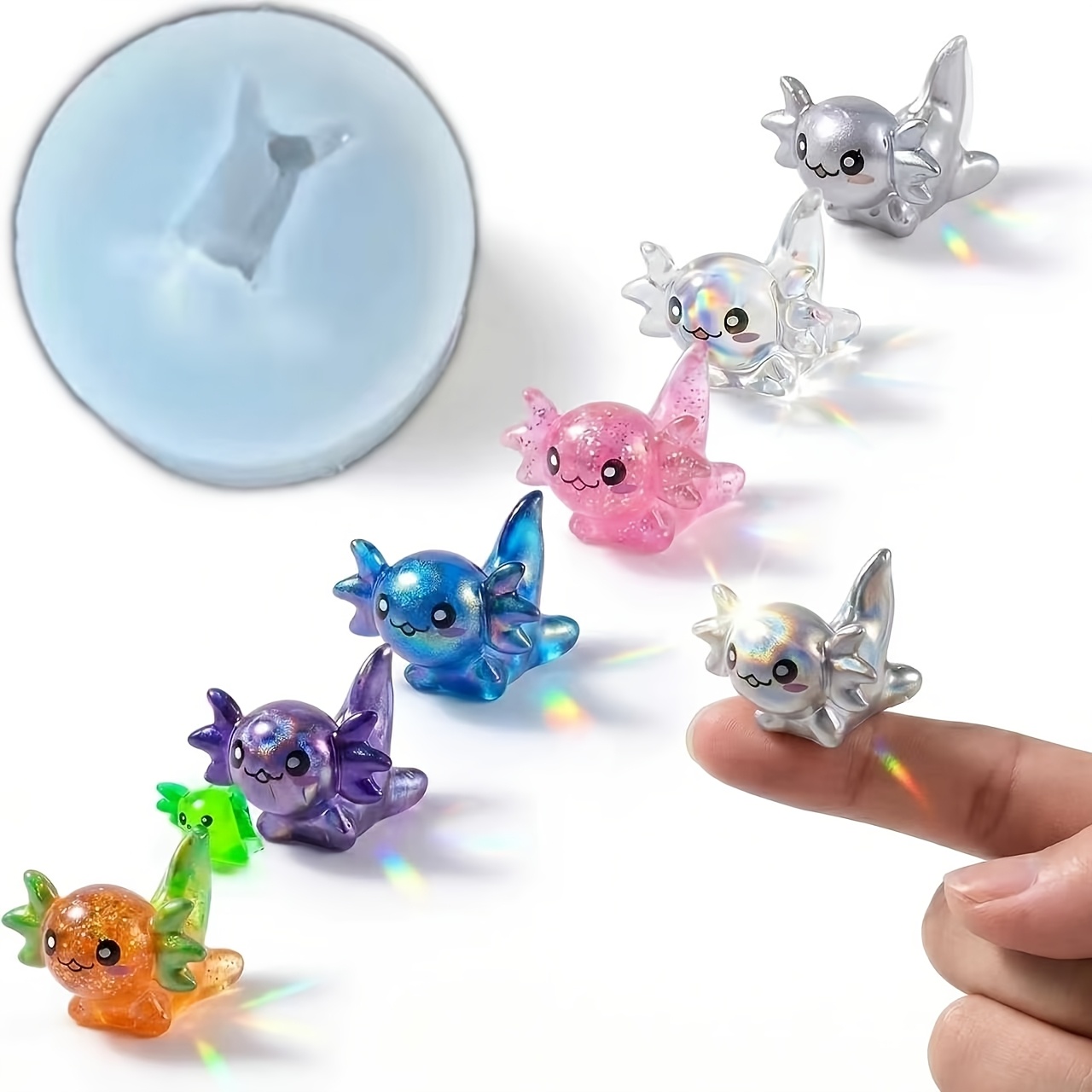 TEMU Mini Axolotl Epoxy Resin Mold, Micro Dollhouse Animal Silicone Mold Axolotl Silicone Mold, For Resin Art, Fairy Garden, Miniature Models,