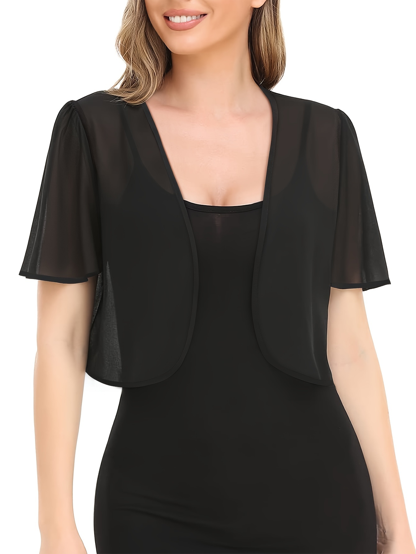 gilet semi transparent à manches courtes femme cache maillot