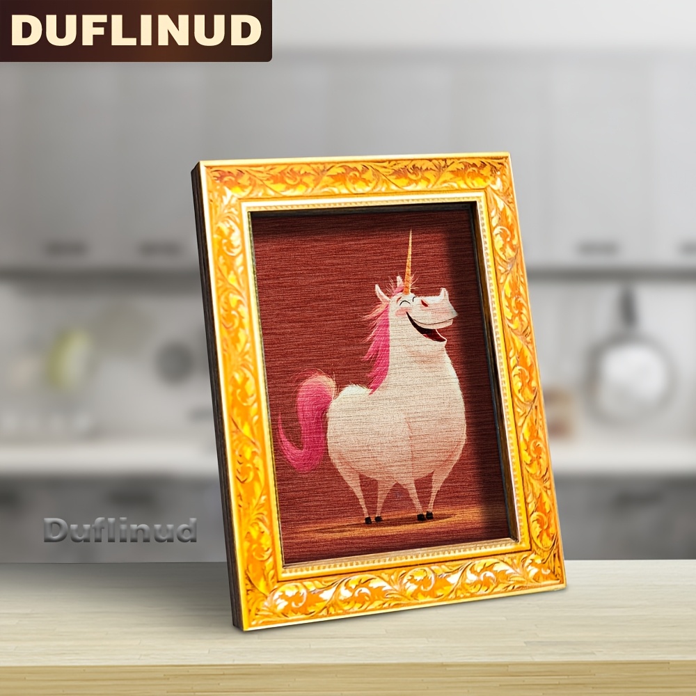 TEMU 1pc Cute Unicorn Fridge Magnet, Wooden Mini Decorative Painting With Pink Mane And Happy Unicorn, Wooden Fridge Sticker, Home And Office Decor,
