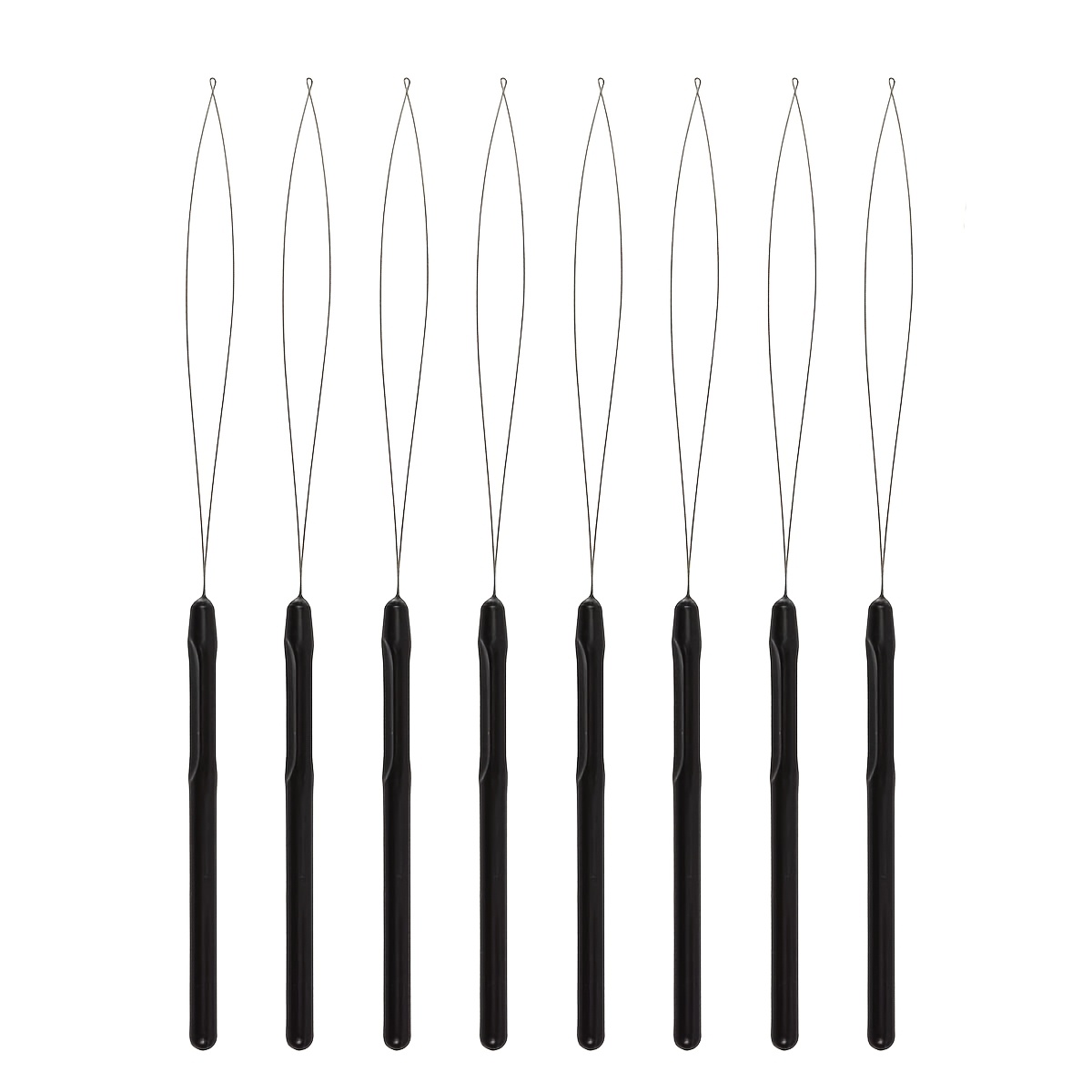 TEMU 8pcs Hair Extension Loop Needle Threader Pulling Hook Tool And Bead Device Tool For Hair Extensions