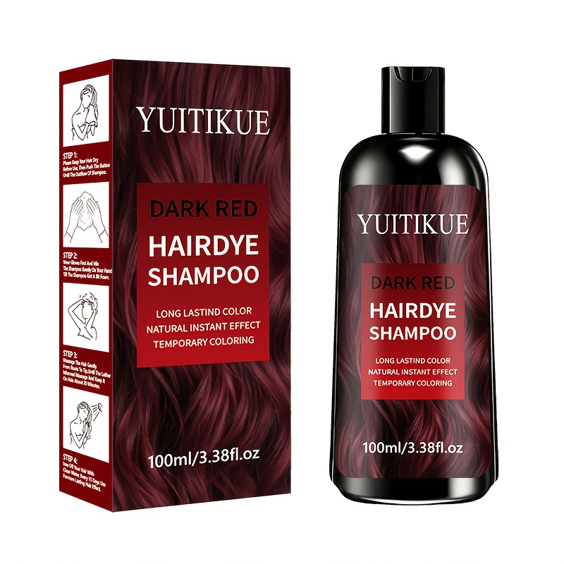 Image of [halloween Gifts And Christmas Gifts] 100ml Dark Red Hair Dye Shampoo, Natural , In , Development, Suitable For Men And Women, Salon Grade Household Hair Dye. Halloween Gifts, Christmas Gifts