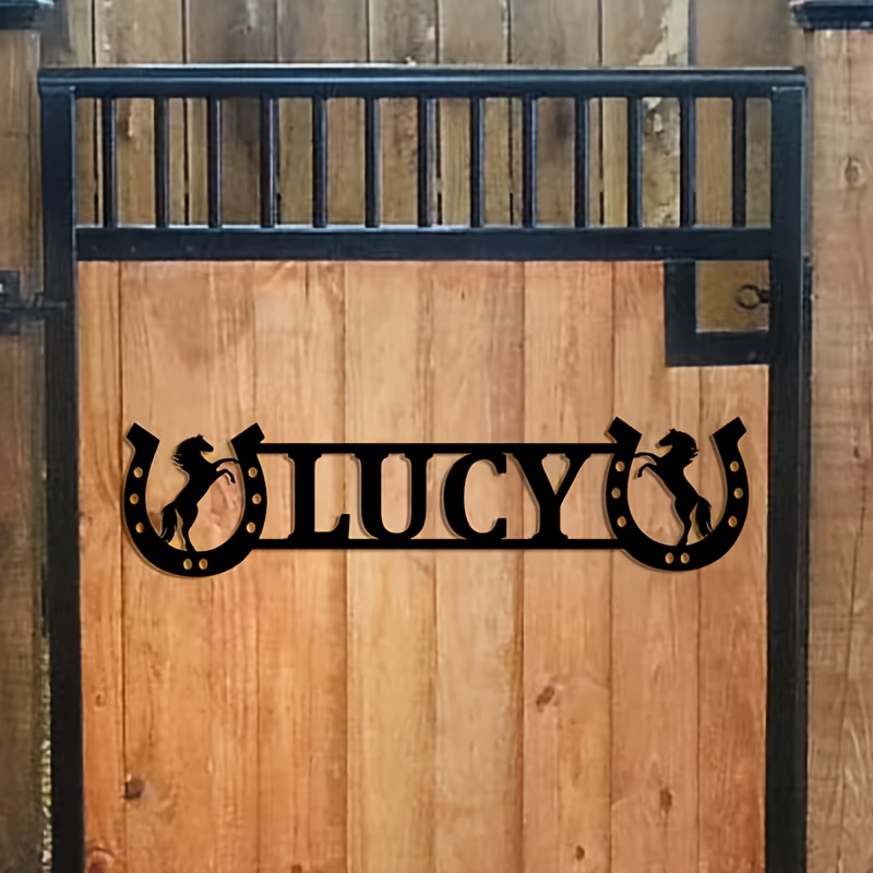 TEMU 1 Personalized Metal Horse Stable Nameplate | Customizable With Name/number/date, Wall-mounted Iron Stable Sign For Barns, Farms, And Horse Hang