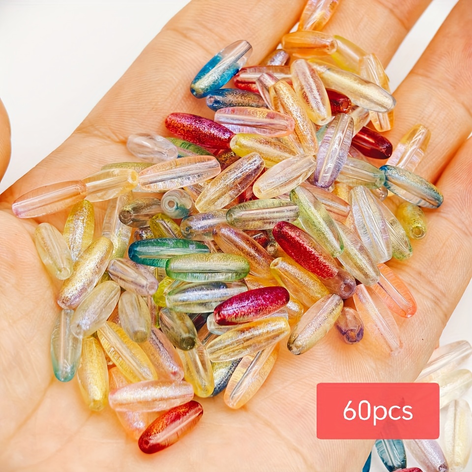 Image of 4*12mm Aurora Shuttle Beads For Diy Handmade Bracelet And Necklace Jewelry Craft Accessories, Diy Flat Bead Bracelet And Necklace Beading Accessories