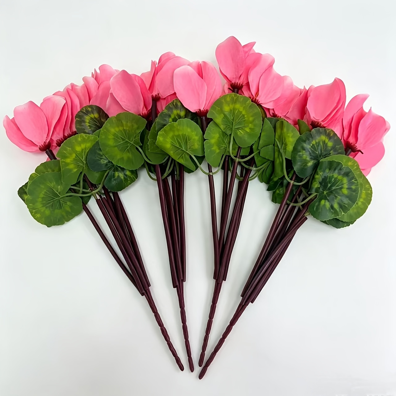 TEMU 4pcs Artificial Cyclamen Bouquets, Faux Silky Flowers, Outdoor Lawn Garden Decor, Autumn Wedding, Halloween Christmas Floral Arrangement