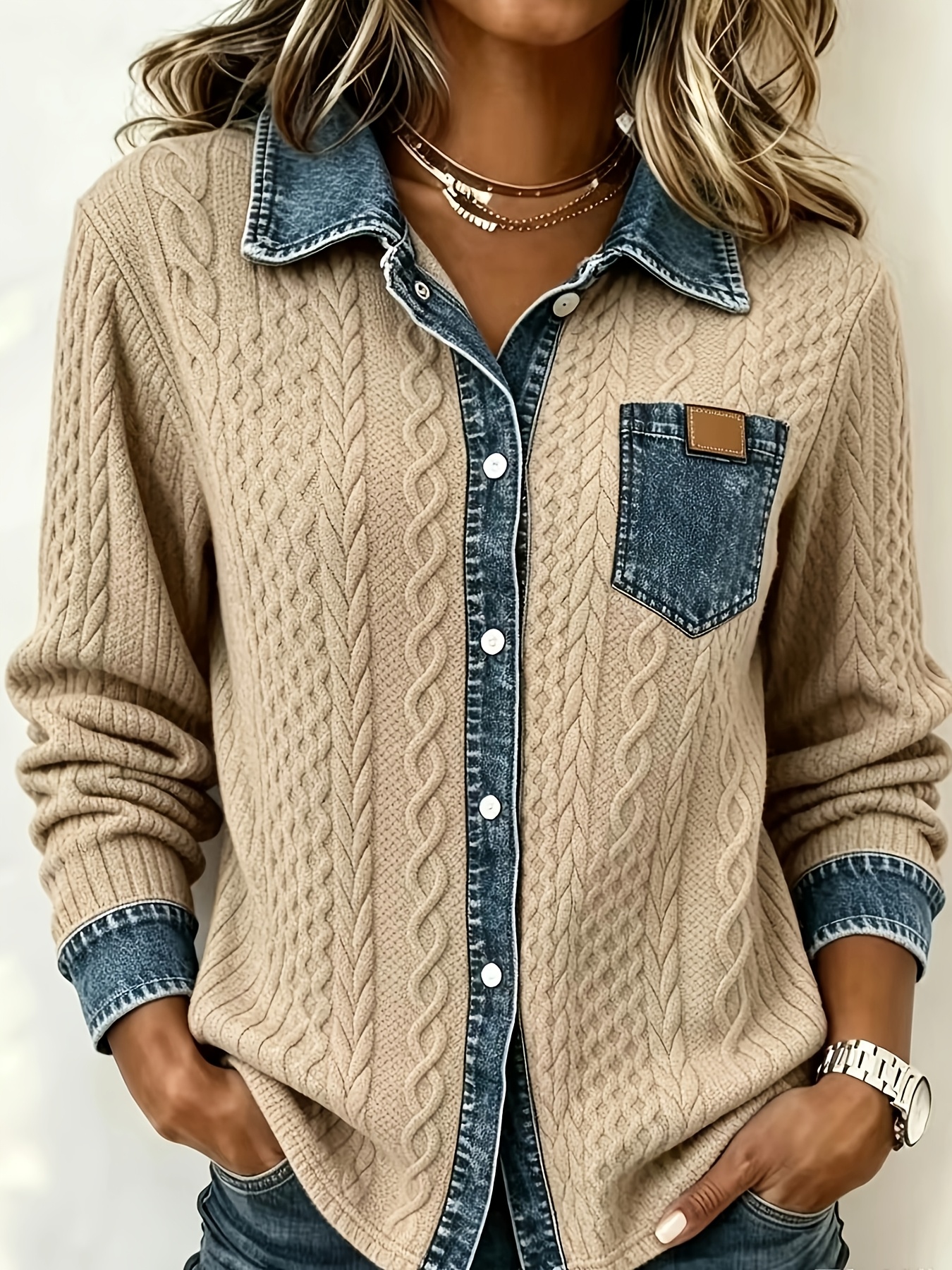 item picture printed pants not   denim fabric autumn womens   denim non   jacquard sweatshirt cardigan long sleeve top